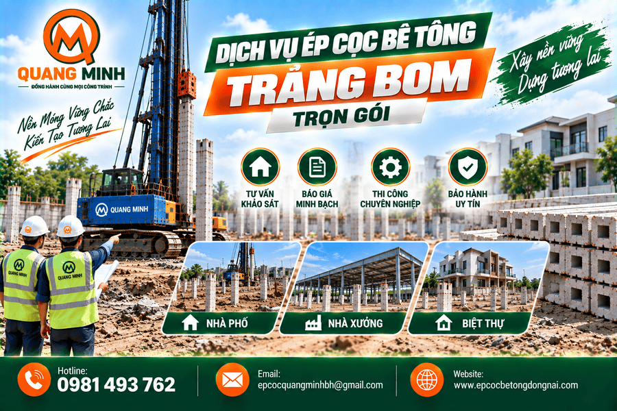 Dịch Vụ Ép Cọc Bê Tông Trảng Bom Trọn Gói 
