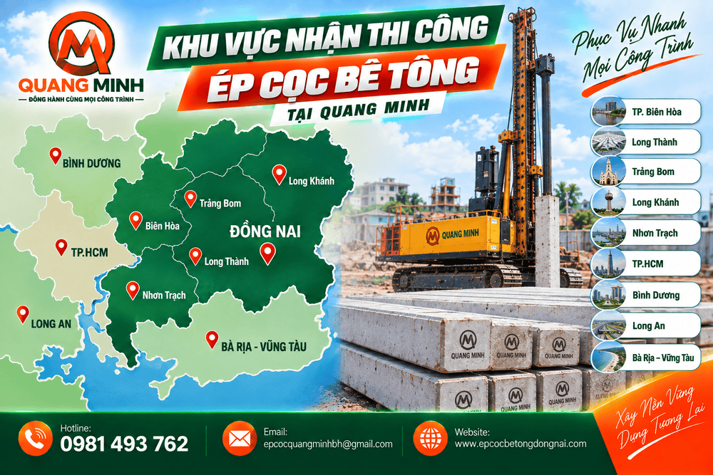 Khu Vực Nhận Thi Công Ép Cọc Bê Tông Tại Quang Minh
